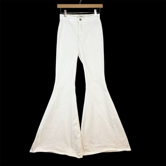 We The Free Just Float On Flare Pants Sz 26 Hippie Boho Festival Winter White - Picture 1 of 8